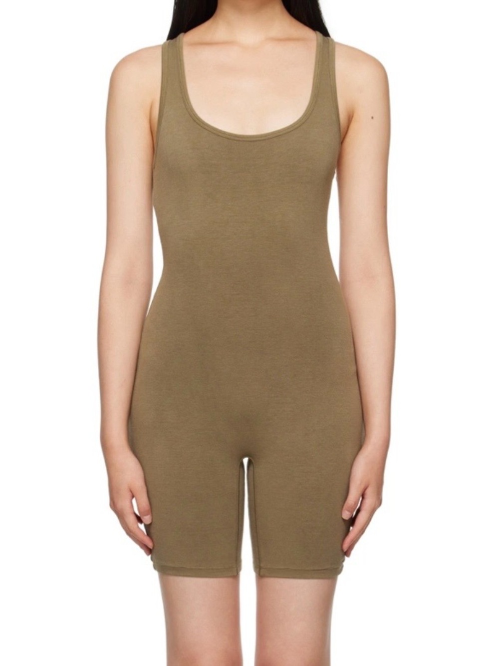 SKIMS Khaki Outdoor Mid Thigh Onesie Jumpsuit Small